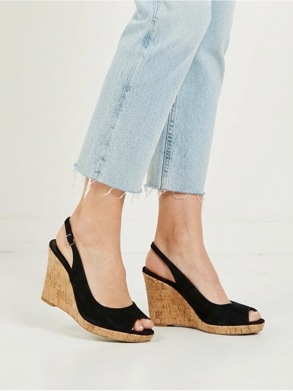 [Via Spiga] Classic Open Toe Corkscrew Wedges